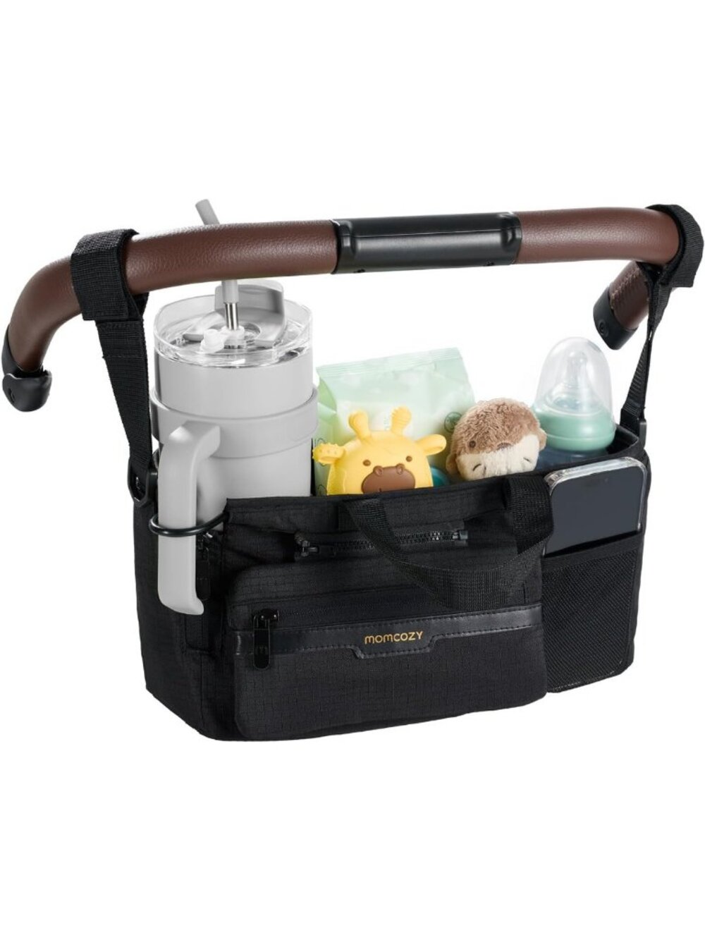 Stroller Organizer with 40 oz Tumbler Holder & Non-Slip Straps for Moms